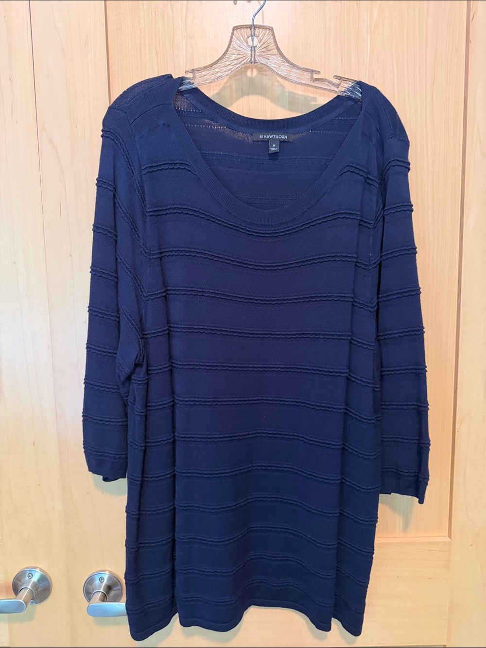 41 Hawthorn Navy Scoop Neck Textured Knit Tunic